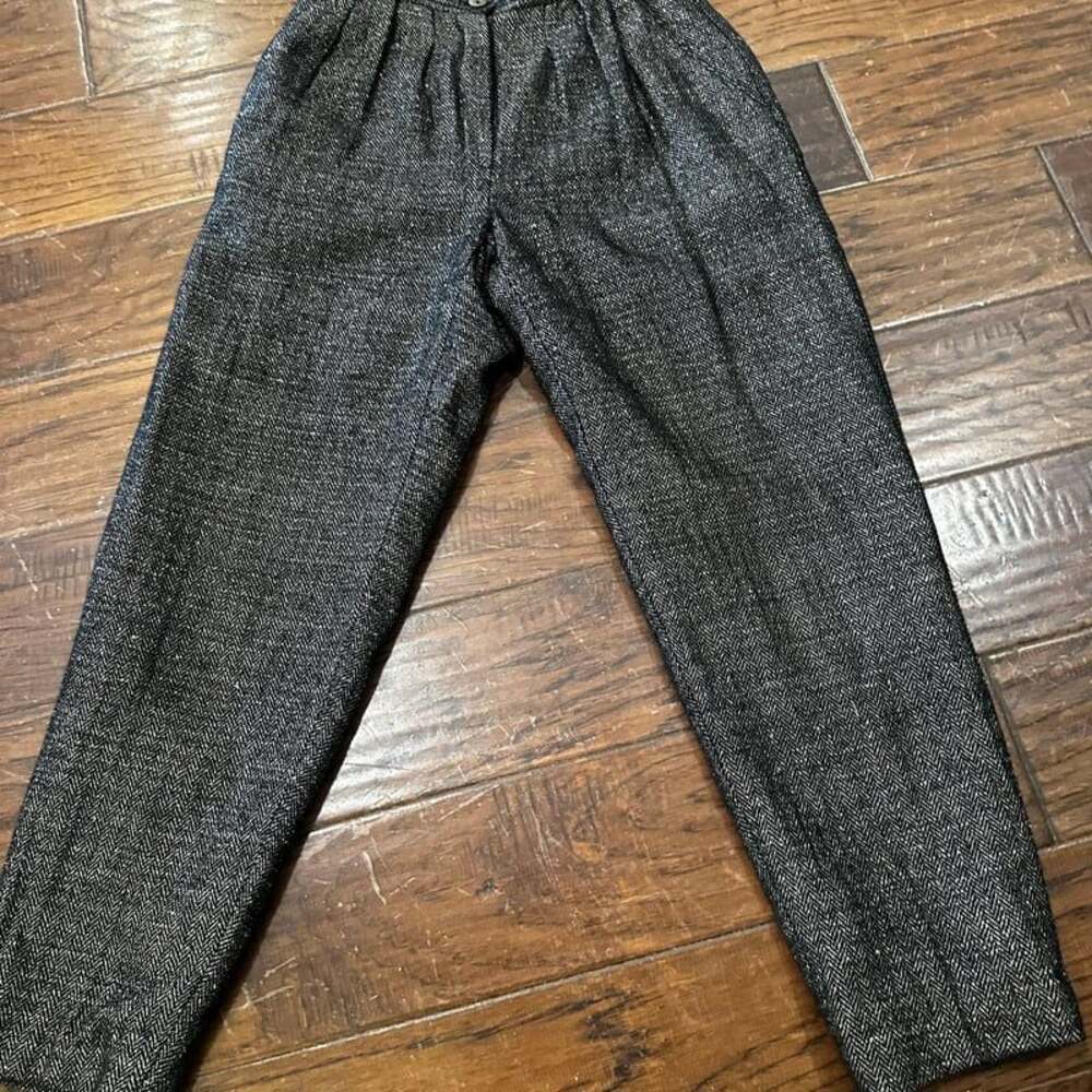 Liz Claiborne Emma Black Metallic Weave Ankle Pants Size 6 Midrise - Picture 1 of 6